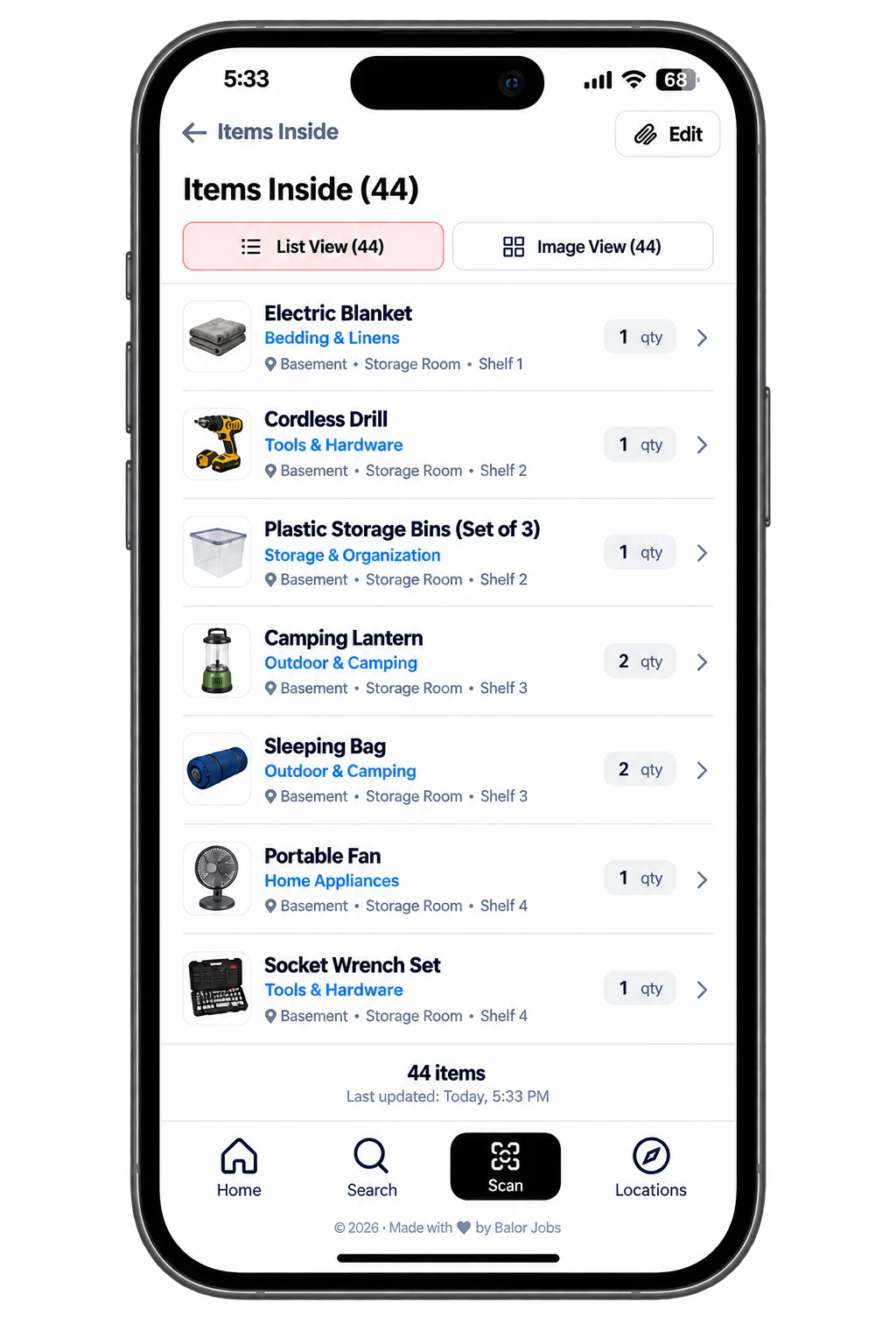 See everything inside an Easy Stuff Finder container