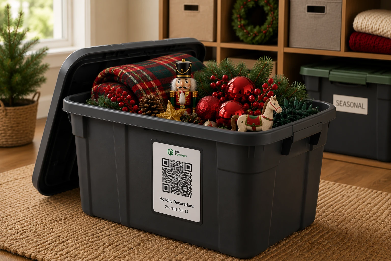 Seasonal storage organized with Easy Stuff Finder